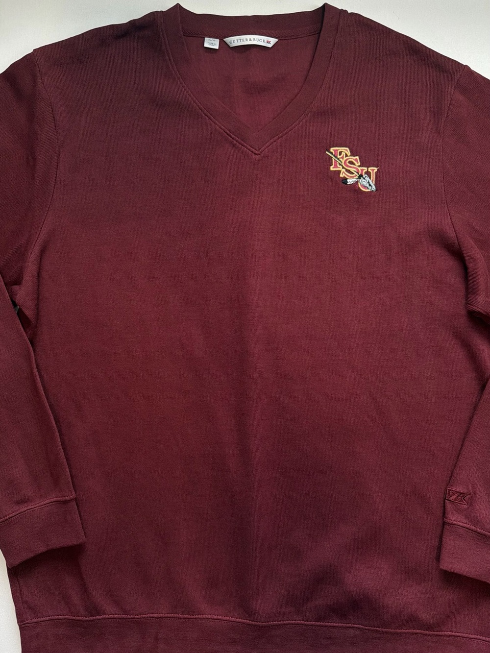 Cutter & Buck FSU Florida State Seminoles Pima Cotton V Neck Pullover Garnet XL